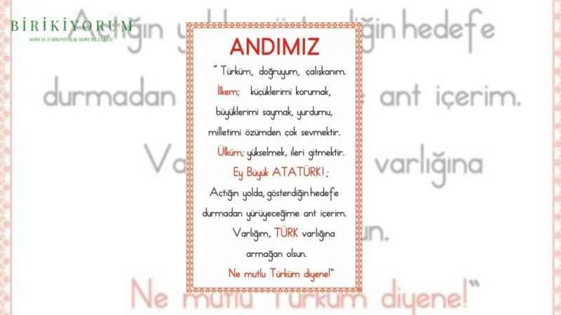 Her Sabah, Hep Birlikte, İlk Önce, Andımız !